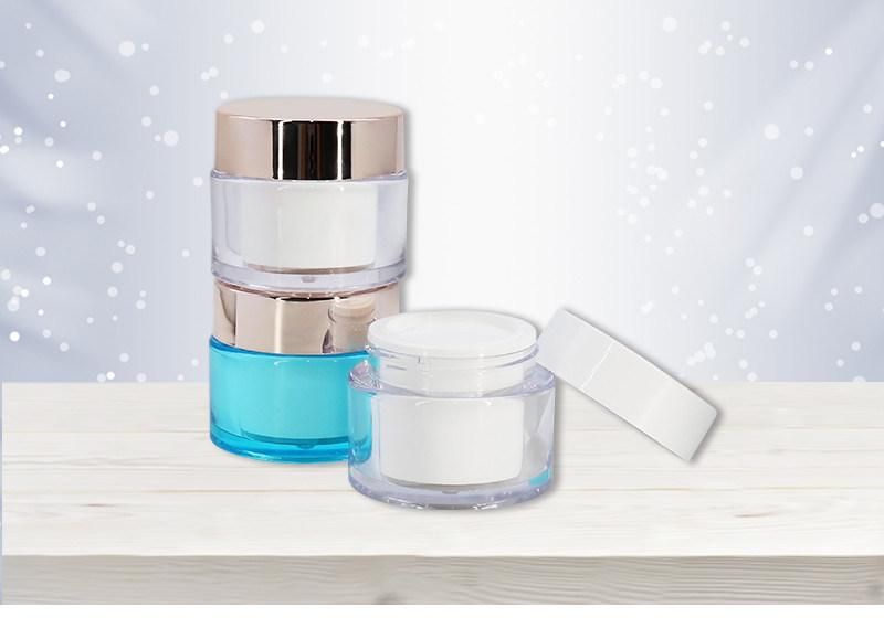 Factory Supply Cylinder Double Wall Empty Refillable 50g Cosmetic Cream Jar