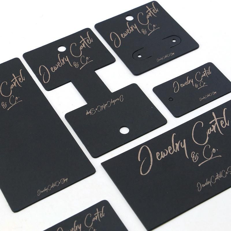 Black Card Paper Jewelry Display Card with Print Gold Foiling Logo
