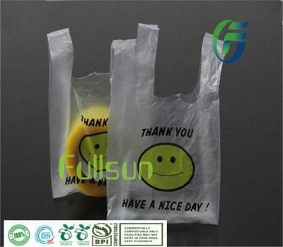 100% Biodegradable Handbag Food Packaging Bag Custom Printed Tote Compostable Supermarket Promotional Shopping Bag