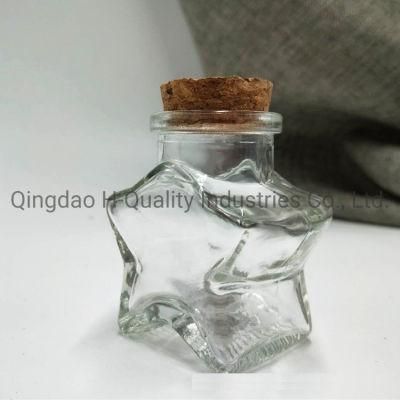 Round Shape Glass Jar Pudding Bottle Empty Star Shape Gift Glass Bottle