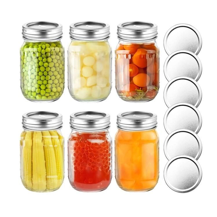 Custom 500ml Empty Wide Mouth Round Mason Jars with Lids and Straws