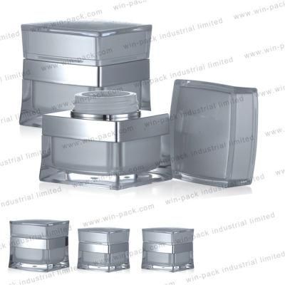 Eco Friendly Square Acrylic Cream 15g 30g 50g Jar for Cosmetic Facial Care Packing