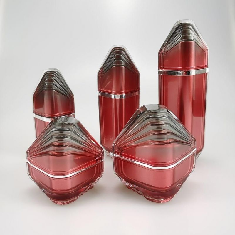 30g 50g Diamond Shape Red Cosmetic Plastic Acrylic Cream Jar for Body Butter