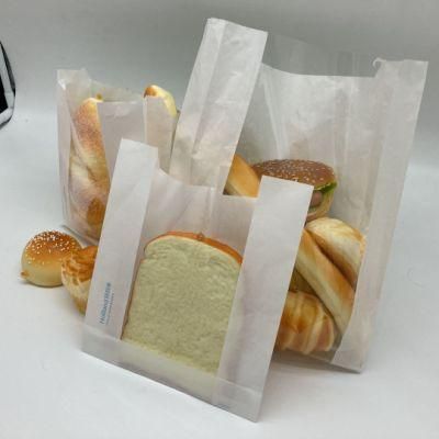 Custom Logo Printed Paper Bags Fashion Bags Tin Tie Grease Proof Popcorn Food Packaging Kraft Paper Bag with Window Bread Case