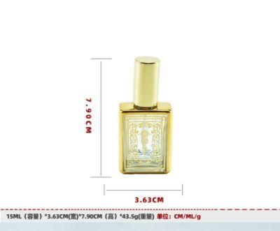 China Wholesale Empty Tranparent 15ml Flint Glassware Square Shape Refillable Perfume Bottle with Gold Stamping Finishing with Spray Atomizer
