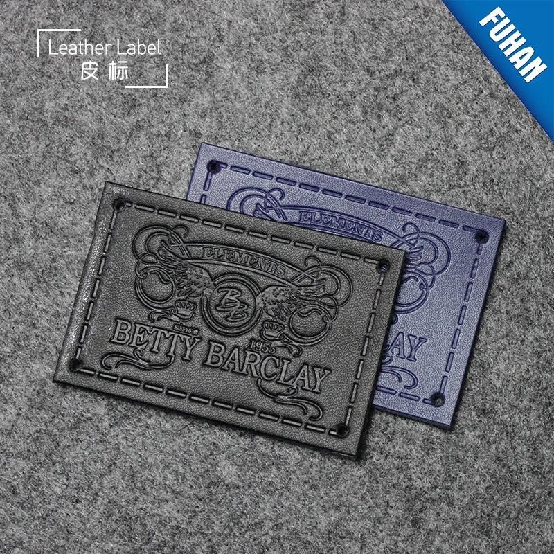 Garment Accessories Customized Debossed PU Leather Jeans Badge Label