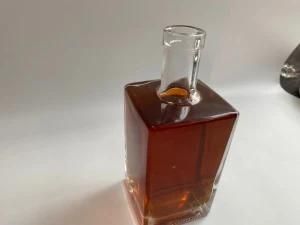 Factory Custom Flat Square Wine Glass Bottle 700ml 500ml 750ml Short Square Bottle