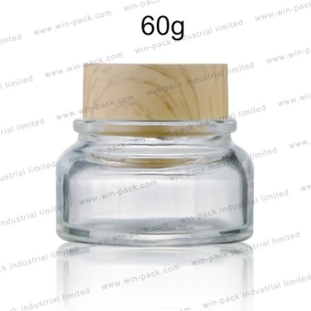 Winpack Luxury Cosmetic Package Cream Jar Boxes with Shiny Silver Cap with Transparent Glass Cream Jar for Cream Cosmetic