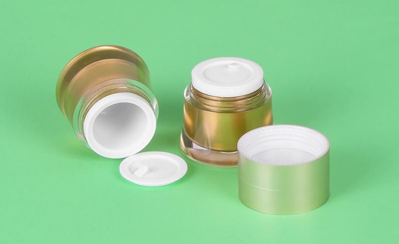 10g*2 Latest Design Luxury Two Empty Gold Plastic Cream Jar for Day Cream Night Cream