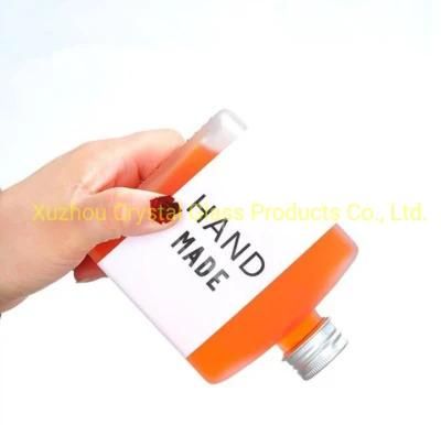 Design 100ml 200ml 250ml Glass Fruit Juice Wine Milk Tea Beverage Square Glass Bottle