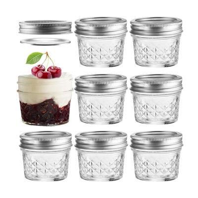 4 Oz 8 Oz 12 Oz Empty Mason Jelly Jam Canning Jar Glass with Metal Lid