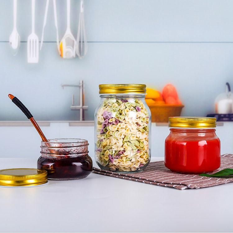 Mason Jar 4 Oz 8 Oz 12 Oz 16 Oz 32 Oz Jelly Jam Food Storage Glass Mason Jar with Regular Mouth Lid, Band