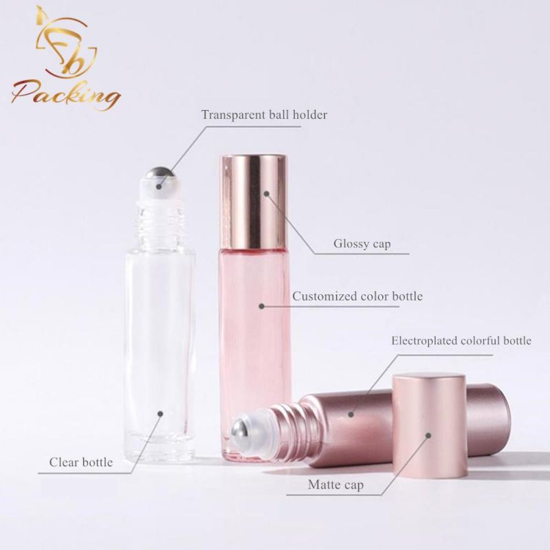10 Ml Amber Essential Oil Glass Roll on Bottle with Glass Roller Ball and Screw Cap