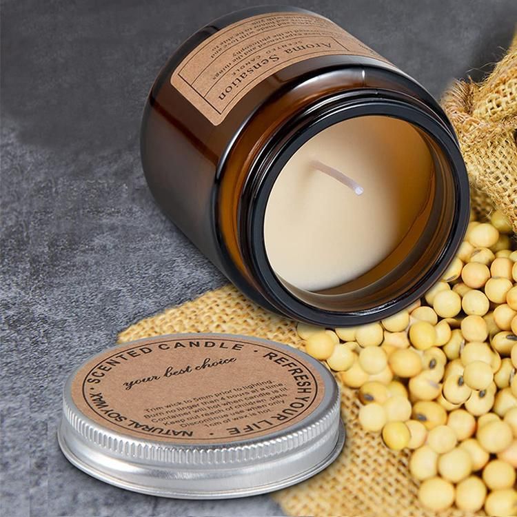 Amber Candle Making Glass Containers with Screw Metal Lids 100ml 250ml 500ml 1000ml