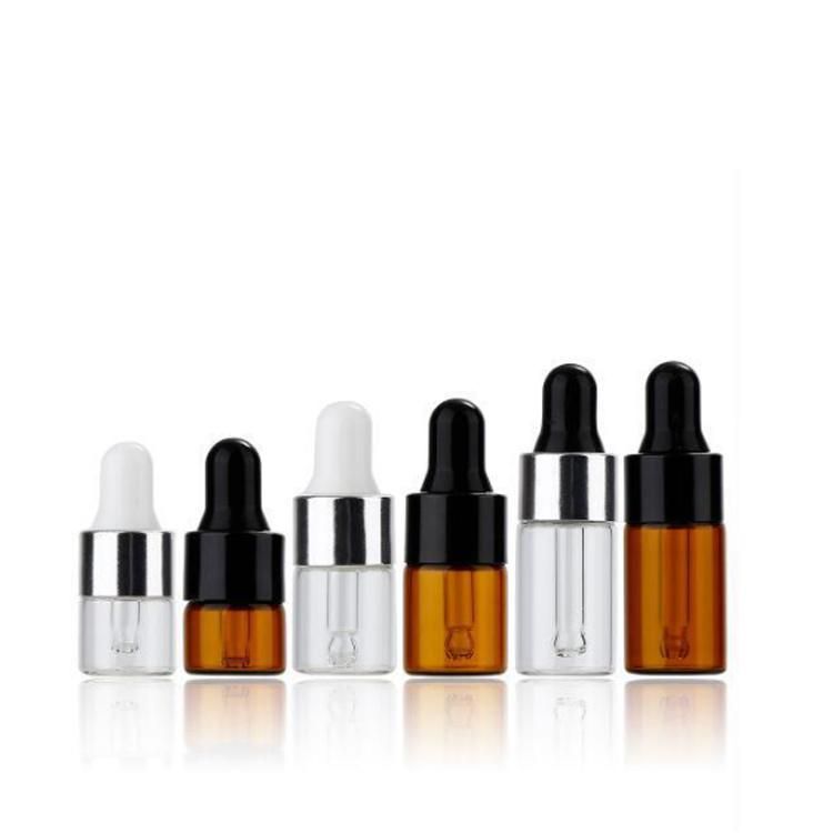 1ml 2ml 3ml 4ml 5ml Amber Glass Mini Essential Oil Dropper Bottles with Lids