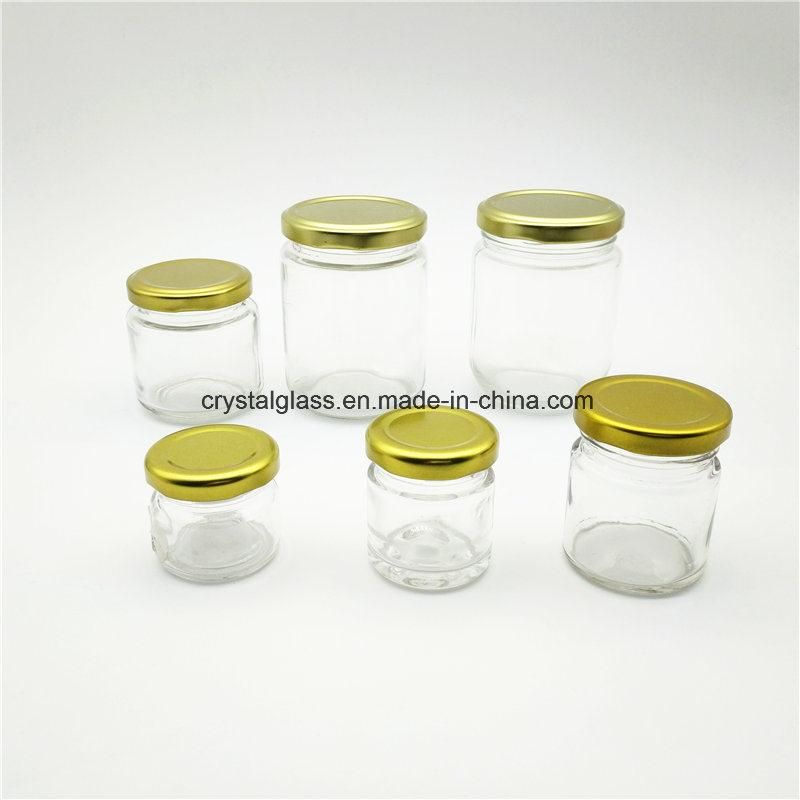Square Glass Jar for Jam Jelly Honey Pickle with Black Cover Lid