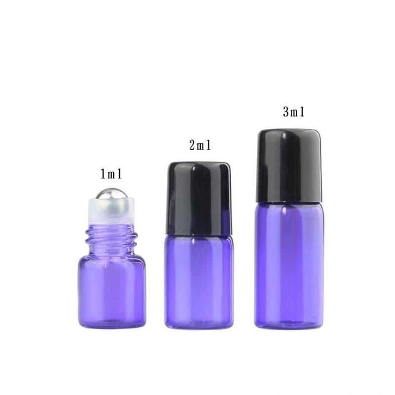 1 2 3ml Glass Roll on Bottles Aromatherapy Essential Oil Roller Bottles with Black Cap Mixed Bottle Color
