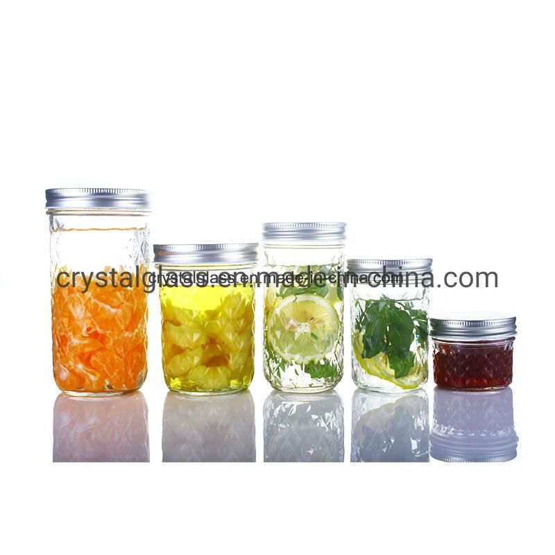 Wholesale 4 Oz 8 Oz 12 Oz Wide Mouth Size Mason Glass Canning Jar with Sliver Lids for Jam Jelly