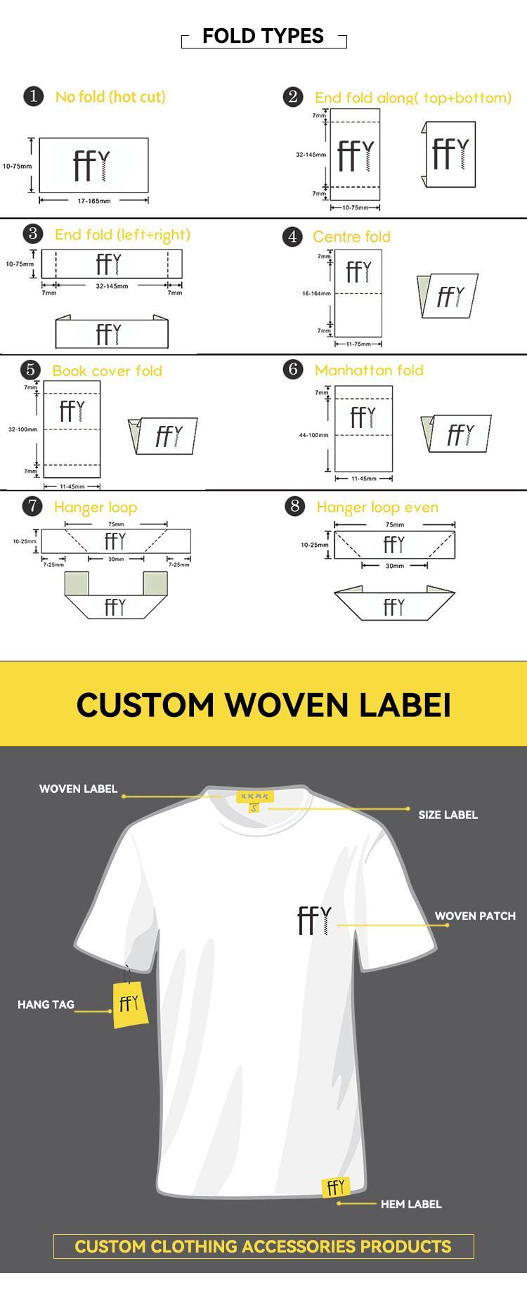 High Quality Colorful Customized Size Printed Logo T-Shirt Tag Ffy Eco Friendly Woven Mark 100% Recyclable Label for Cloth