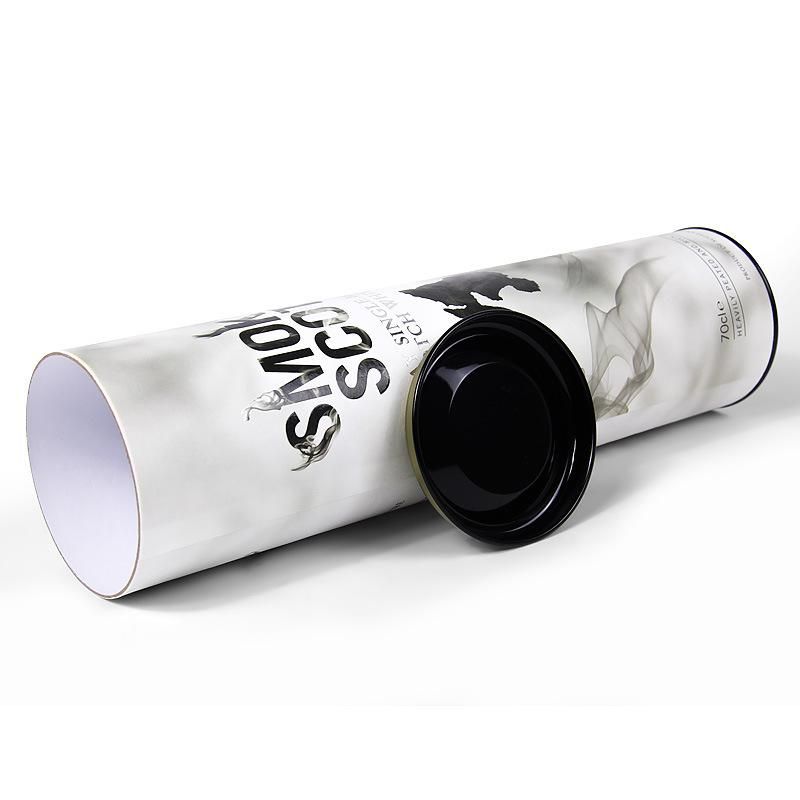 Promotional Price Custom Metal Lid Tin Wine Box Paper Round Tube Packaging for Wine Bottle