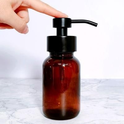 Custom Amber 250ml 8oz Body Wash Hand Soap Pump Glass Foam Soap Dispenser Bottle