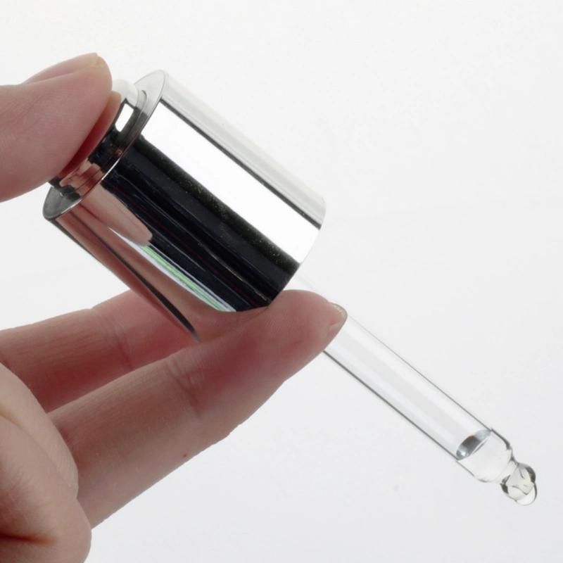 1oz 30 Ml Round Clear Cosmetic Essential Oil Serum Glass Press Pump Push Button Dropper Bottle with Cap