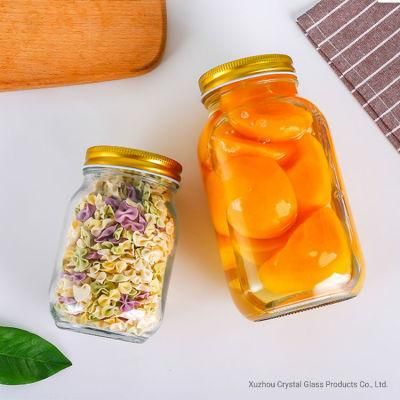Mason Jar 4 Oz 8 Oz 12 Oz 16 Oz 32 Oz Jelly Jam Food Storage Glass Mason Jar with Regular Mouth Lid, Band