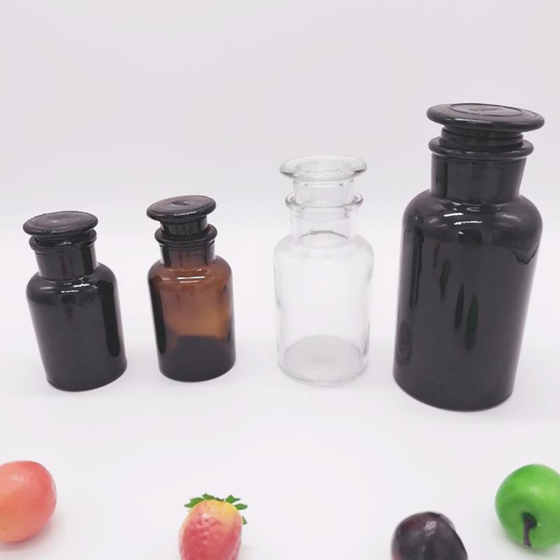 Amber Glass Bottle for Pills Liquid Medicine Syrup Bottle Glass Medical Reagent Pill Bottle with Sealed Lid
