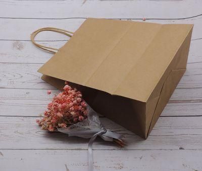 Recyclable Kraft Paper Bag with Twisted Handle Reusable Shopping Paper Bags Logo Printed
