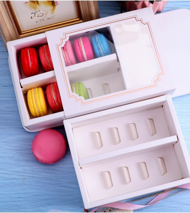 White Cookie Box with Grid for 5 Macarons or Biscuits Candies Cookies Container Macaron Packaging Box with Clear Window