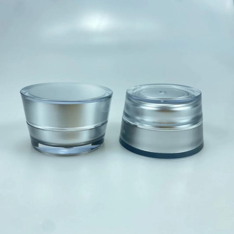 Empty Round High Quality Gold Acrylic Jar 5ml 10 Ml 15ml 30grams 30 Ml 50ml Silver Cosmetic Container Pot