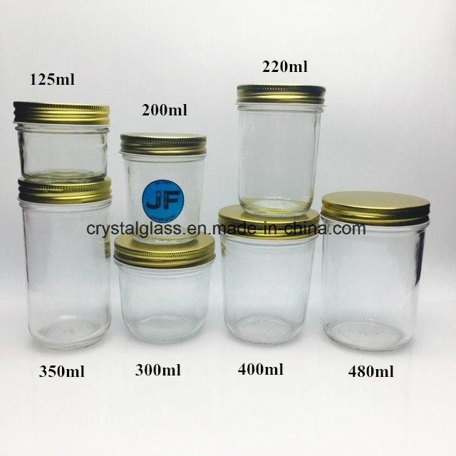 Square Glass Jar for Jam Jelly Honey Pickle with Black Cover Lid