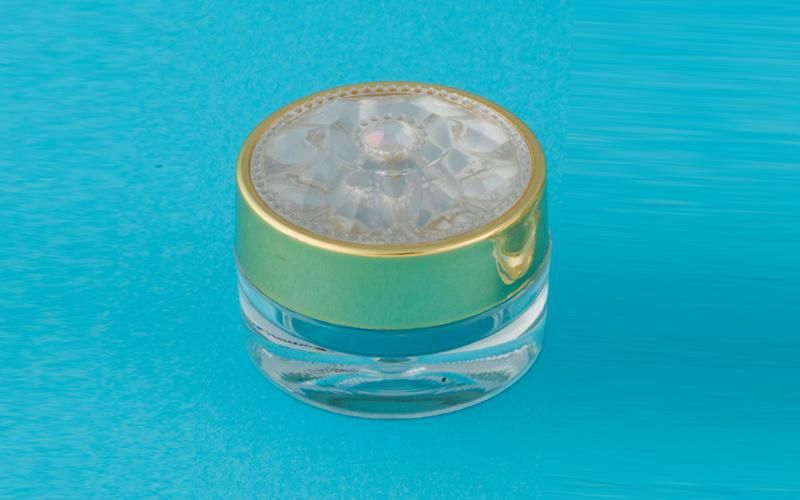5g Plastic Empty Clear Cream Glitter Jar with Gold Lid