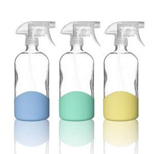 Wholesale 500ml Amber Clear Transparent Round Frosted Colored Glass Spray Bottles with Pump