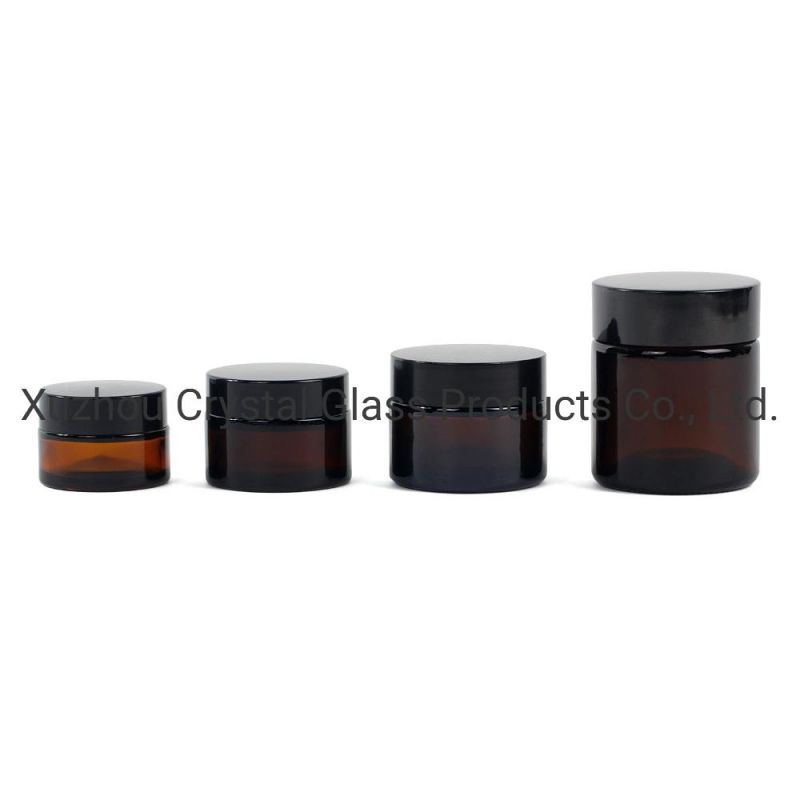 Skin Nourishing Cream Round Empty Green Glass Jar Packaging 60ml with Inner Lid