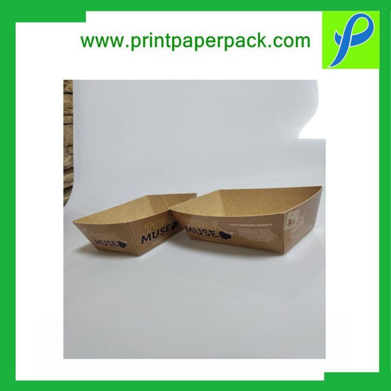 Eco Friendly Disposable Brown Kraft Paper Food Boat Tray Food Paper Tray Wholesale Custom Printed Fast Food Trays