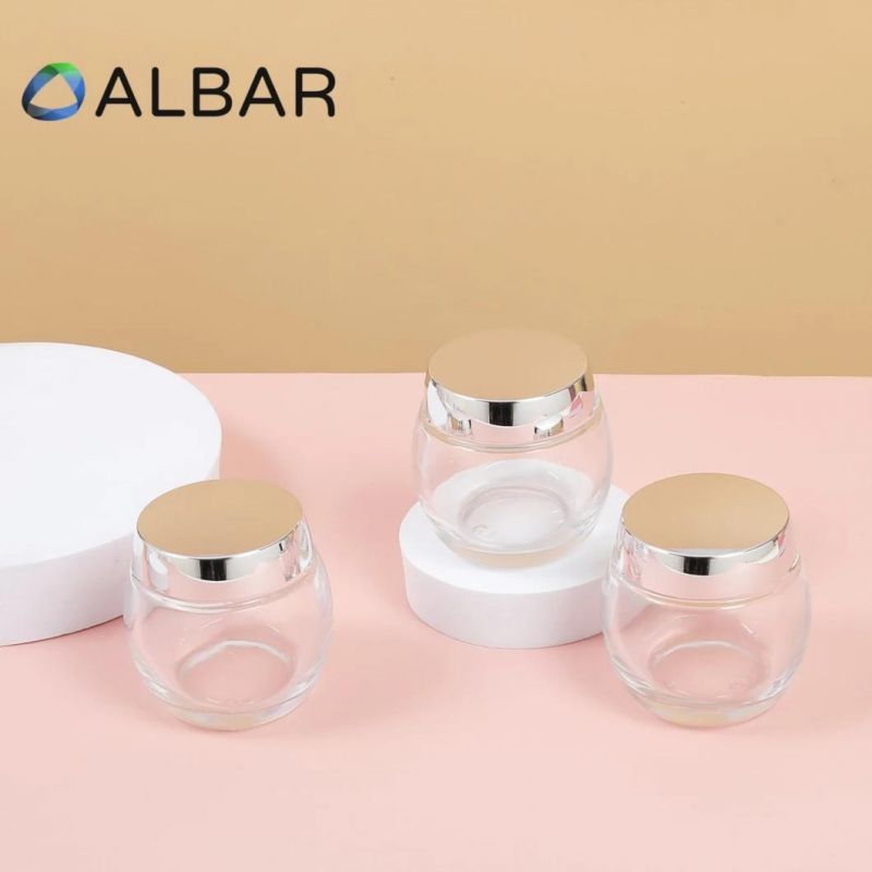 Transparent Oval Glass Jars for Moisture Cream Balm with Customized Logo