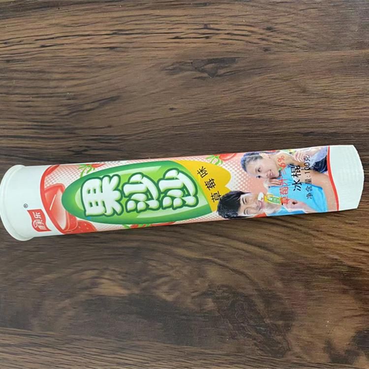 Custom Paper Ice Cream Calippo Tube with Plastic Lid for Ice Pops