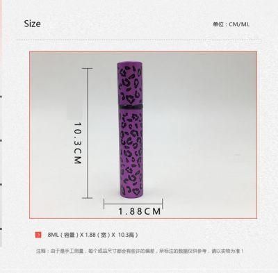 China Wholesale Empty Leopard Print 8ml Flint Glass Bottle Round Shape Refillable Perfume Bottle with Spray Atomizer