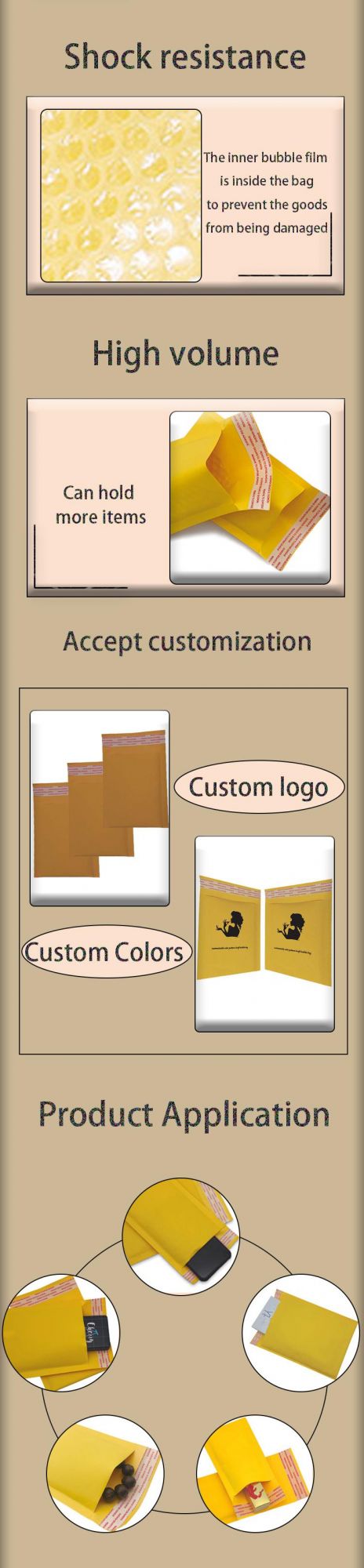 Customized Color and Size Kraft Bubble Mailer Bubble Envelopes Bubble Packages for Halloween