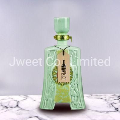 High-End Colored Matte Black Coated Ceramic Wine Vodka Bottle
