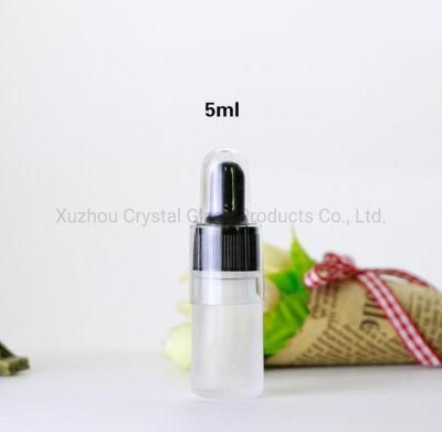 5ml Frosted White Childproof Dropper Glass Bottle for Cosmetic Packaging