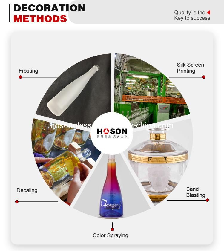 Hoson Professional Manufacturer Color Spraying 500nk 750ml 375ml 700ml 1000ml Whiskey Rum Gin Vodka Bottles Bong Vodka Bottles