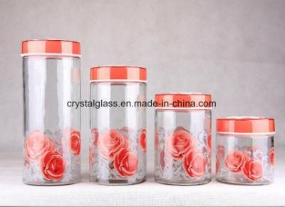 Cylinder Storage Glass Container with Metal Cap
