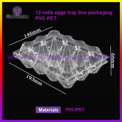 Customized 2/4/6/8/9/10/12/15/18/20/24/28/30 Wholesale 12 Cell Plastic Tray Packaging for Chicken Egg, Clear Egg Tray Factory Price
