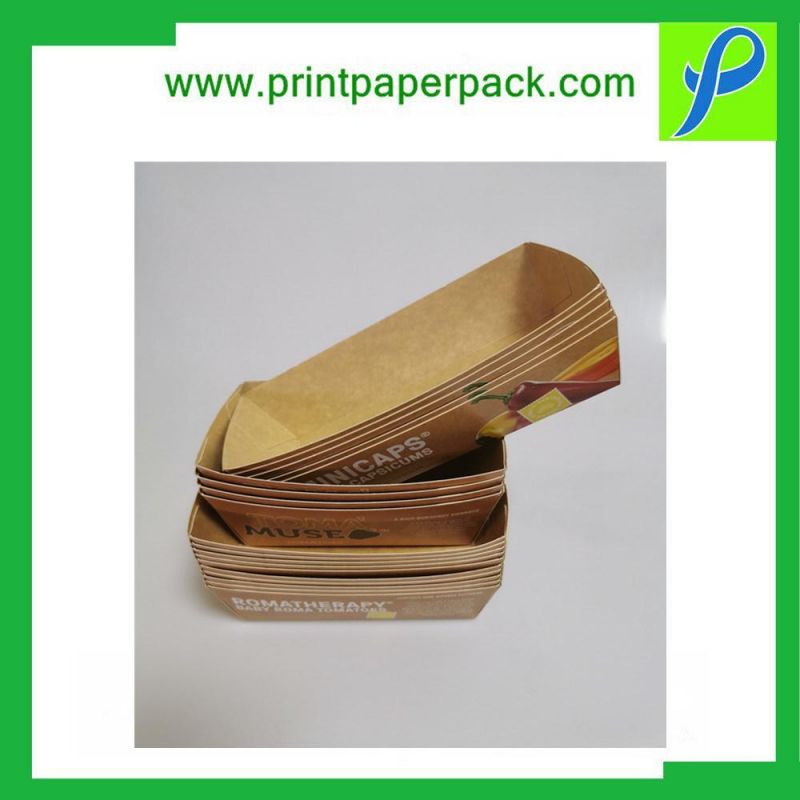 Eco Friendly Disposable Brown Kraft Paper Food Boat Tray Food Paper Tray Wholesale Custom Printed Fast Food Trays