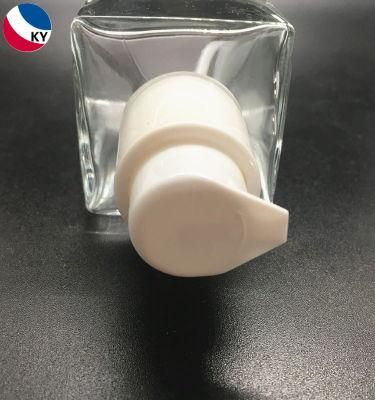 120ml Square Transparent Glass Facial Cleanser Essential Oil Bottle with White Self Lock Pump