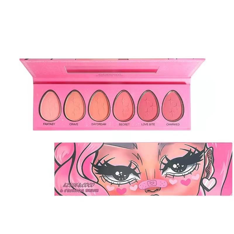 European and American E-Commerce Hot Spot Highlighter 6-Color Water Drop Combination Blush Highlighter Repair Volume