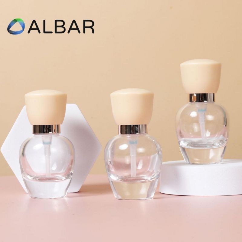 Short Oval Thick Glass Serum Bottles with 30 50ml Capacity Press Cap Glass Dropper