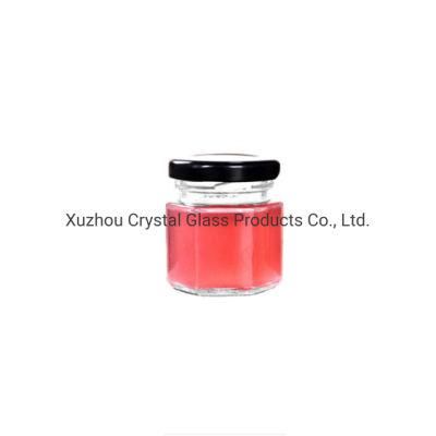 100ml Six Edge Glass Pickles Honey Jam Sauce Jar with Black Lid